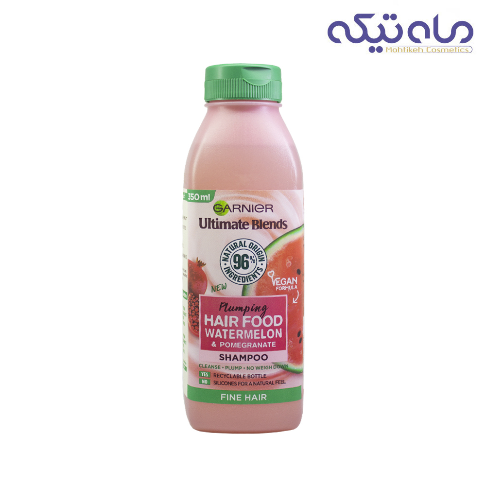 شامپو گارنیر سری Hair Food، مدل حجم دهنده حاوی هندوانه و انار حجم 350 میلی لیتر