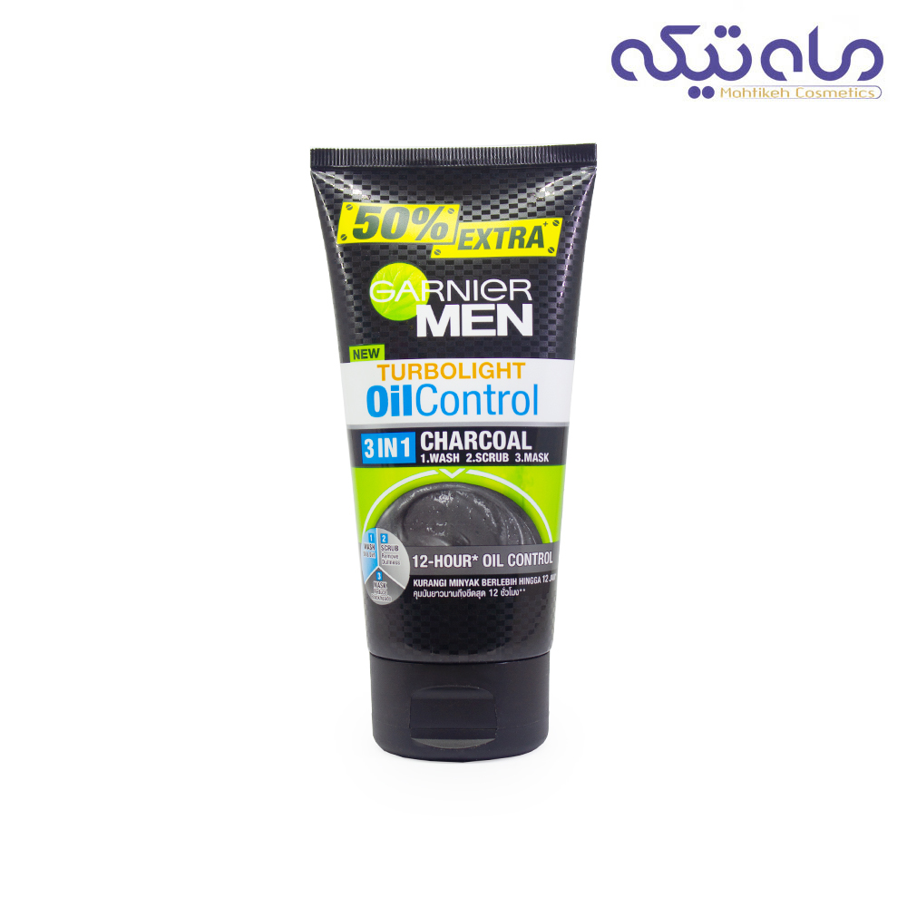 پاک کننده صورت سه کاره مردانه گارنیر مدل TurboLight Oil Control، حجم 150 میلی لیتر